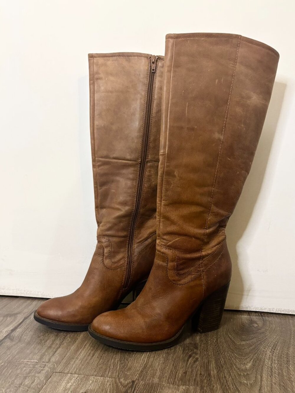 Steve Madden Raygun tall heeled boots- Cognac sz 8.5